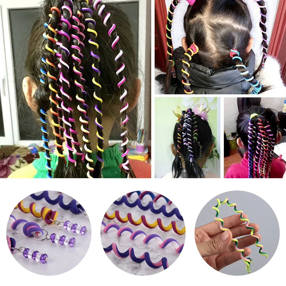 Fashion Rainbow Color Curler Hair Braid for Cute Girl Hair Styling Tools Hair Roller Braid Hair Styling Accesories 6 Pcs/lot