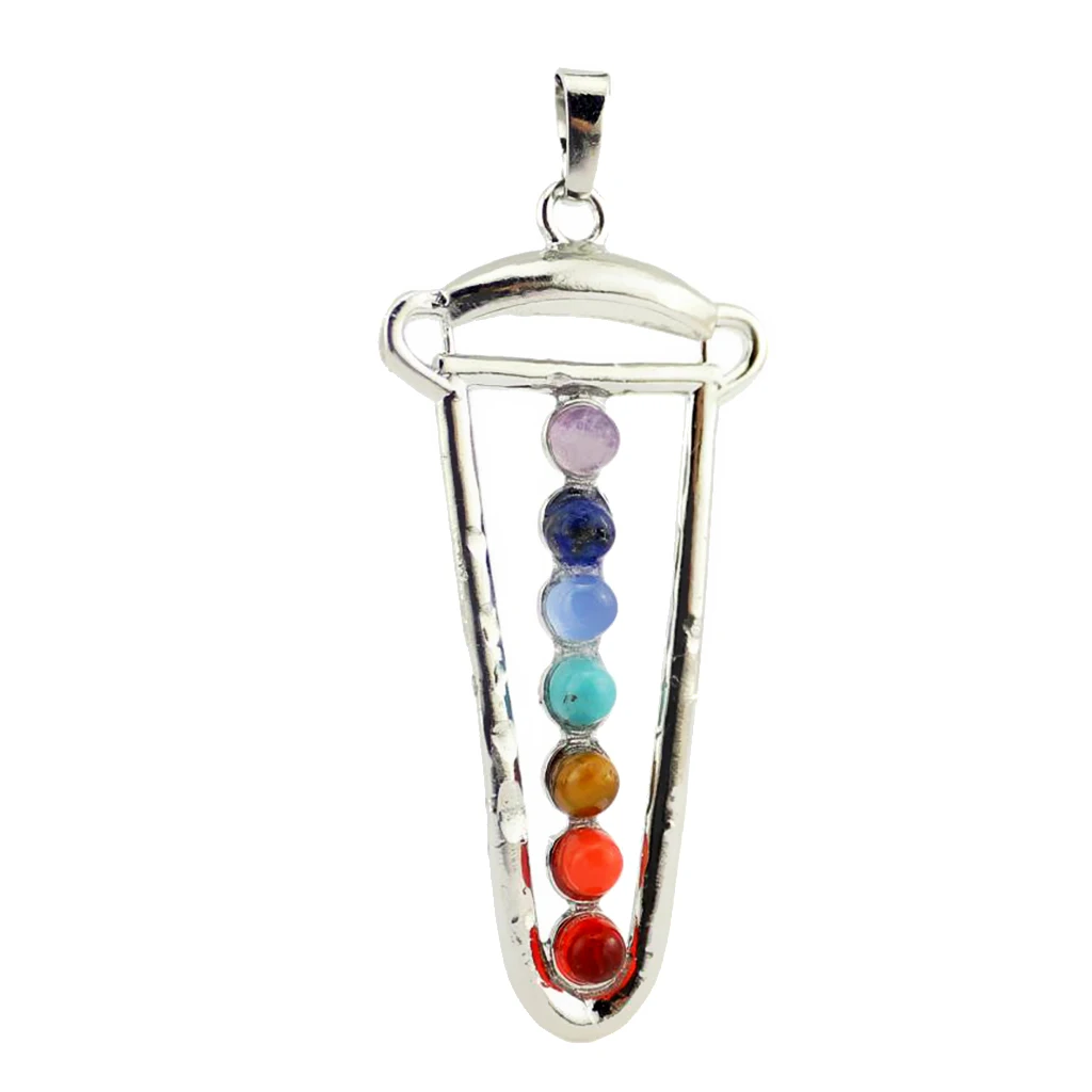 Phenovo Fashion 7 Chakra Colorful Crystal Energy Pendant for lapis lazuli Redstone Pendants Necklace Fashion Jewelry