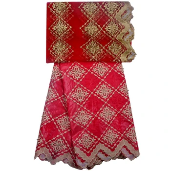 

5 Yards+2 Yards Red African Guipure Lace Fabric High Class Net Lace Fabric Bazin Riche Getzner Embroidery Evening Dress 1304B