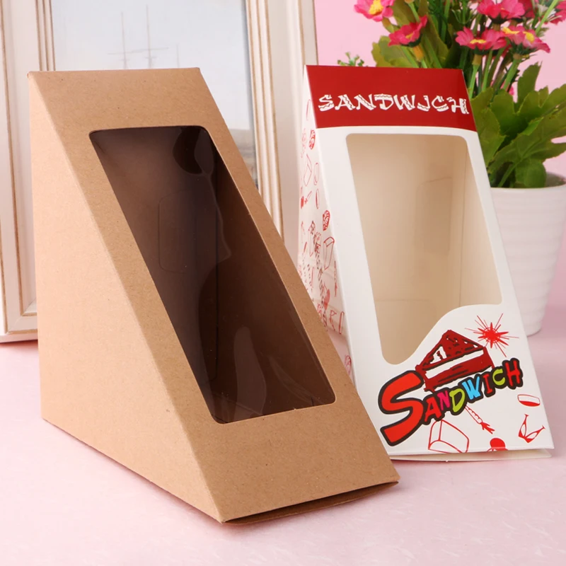 12 шт одноразовая бумажная многослойная коробка с Windows магазин фастфуда ресторанов сэндвич упаковка поставщик оптовый Пользовательский логотип