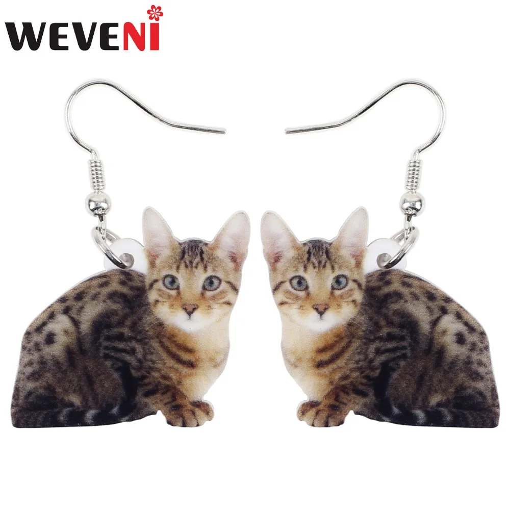 WEVENI акриловая Милая кошка котенок Горячие длинные висячие падения Драгоценности
