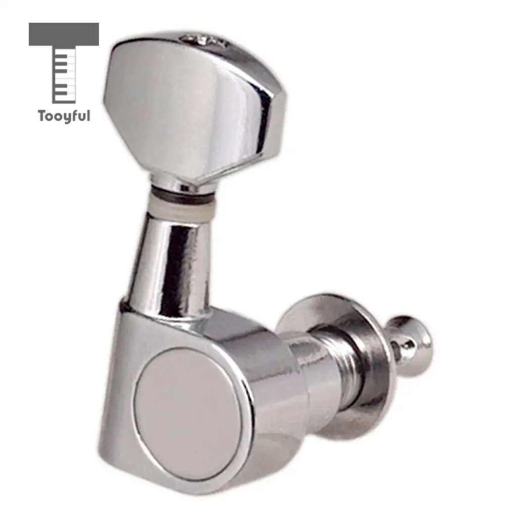 Tooyful Electric Guitar Zinc Alloy String Tuning Peg Chrome 3R3L Machine Head Sealed