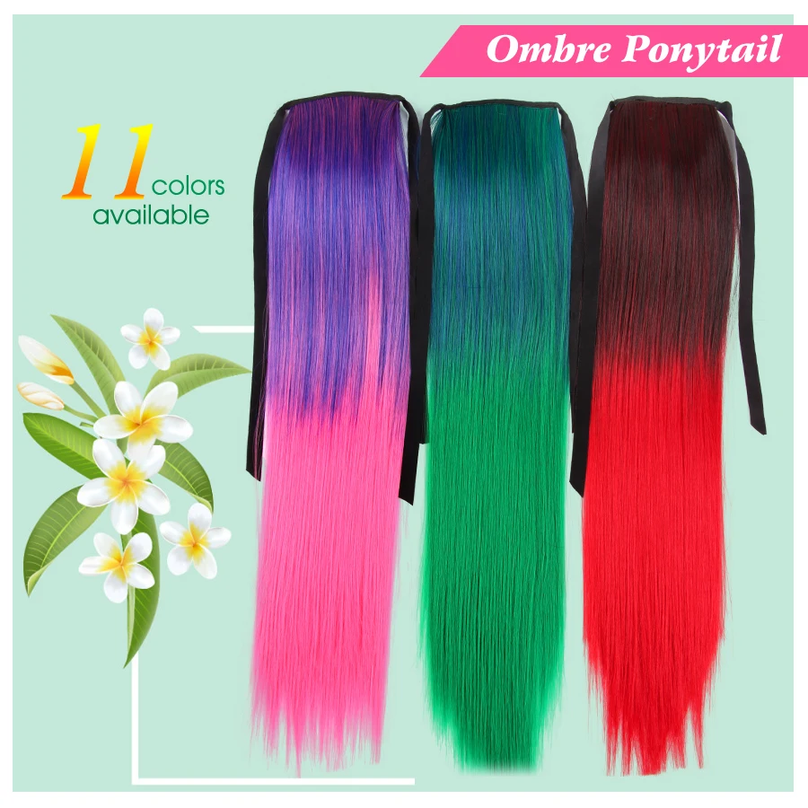 AliLeader Long Straight Ombre Pony Tail Hair Extensions 20 Inch 51Cm Clip In Synthetic Fake Hair Pieces And Ponytails AliLeader Long Straight Ombre Pony Tail Hair Extensions 20 Inch 51Cm Clip In Synthetic Fake Hair Pieces And Ponytails