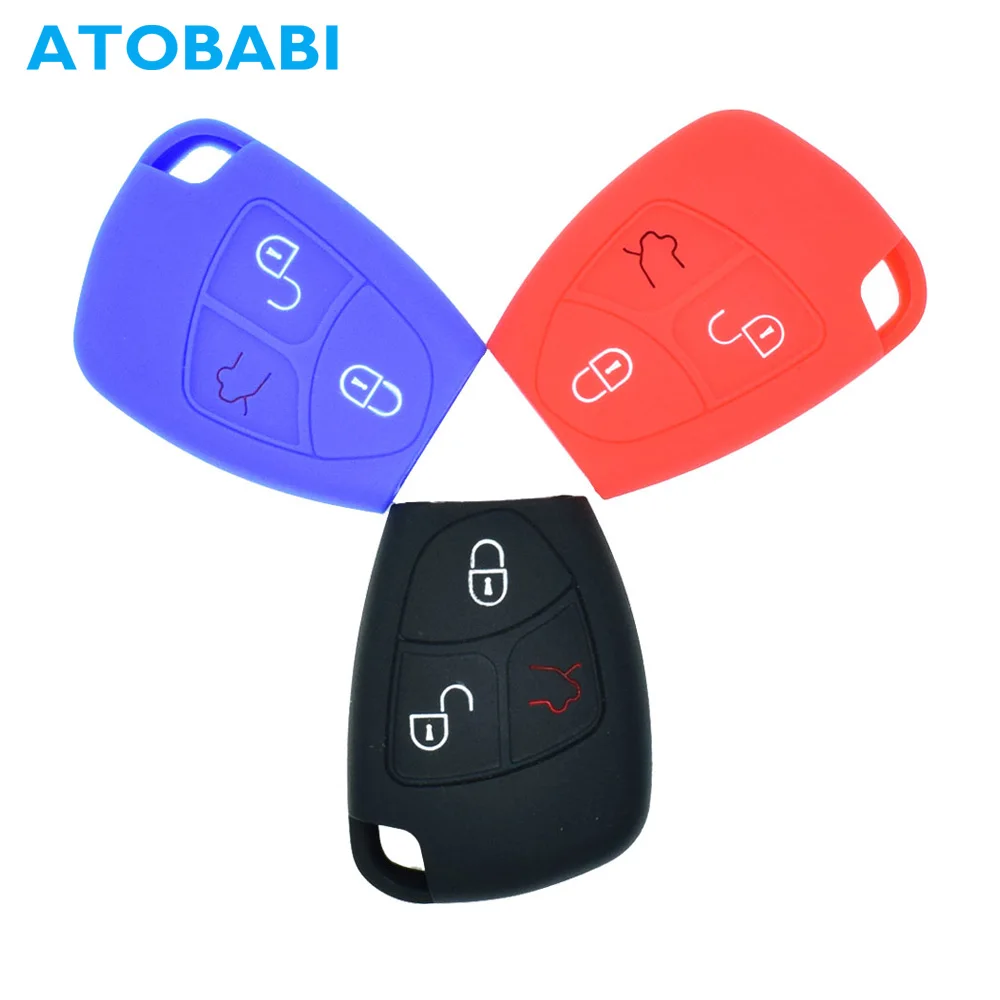 

3 Buttons Silicone Car Key Case Remote Cover Keychain Protector Bag For Mercedes Benz Class B C E S CLS CLK ML SLK CL Accessory