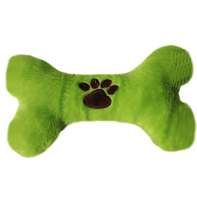 green squeaky dog bone