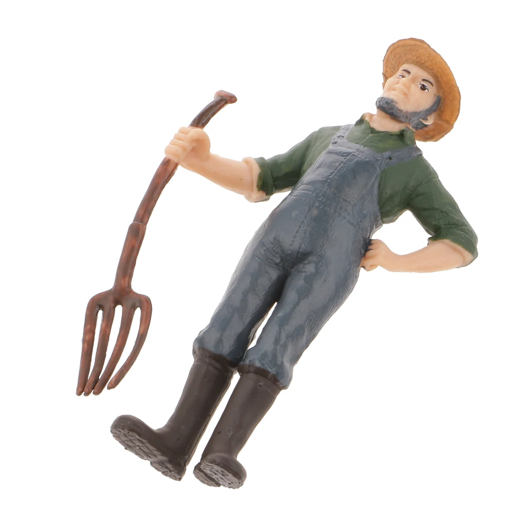 Magideal 1Pc Realistic Male Farmer People Figurine Model Action Figure Kids Children Toy Gift Collectible