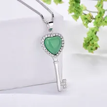 

SICCSAEE Women Popular S925 Silver Necklace Key Shape Stone Pendant Woman Necklace Jewelry Gift for Elegant Ladies