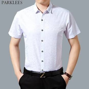 

Mens Slim Fit Business Formal Dress Shirts Brand Short Sleeve Button Down Chemise High Quality Mercerized Cotton Thin Shirt Male