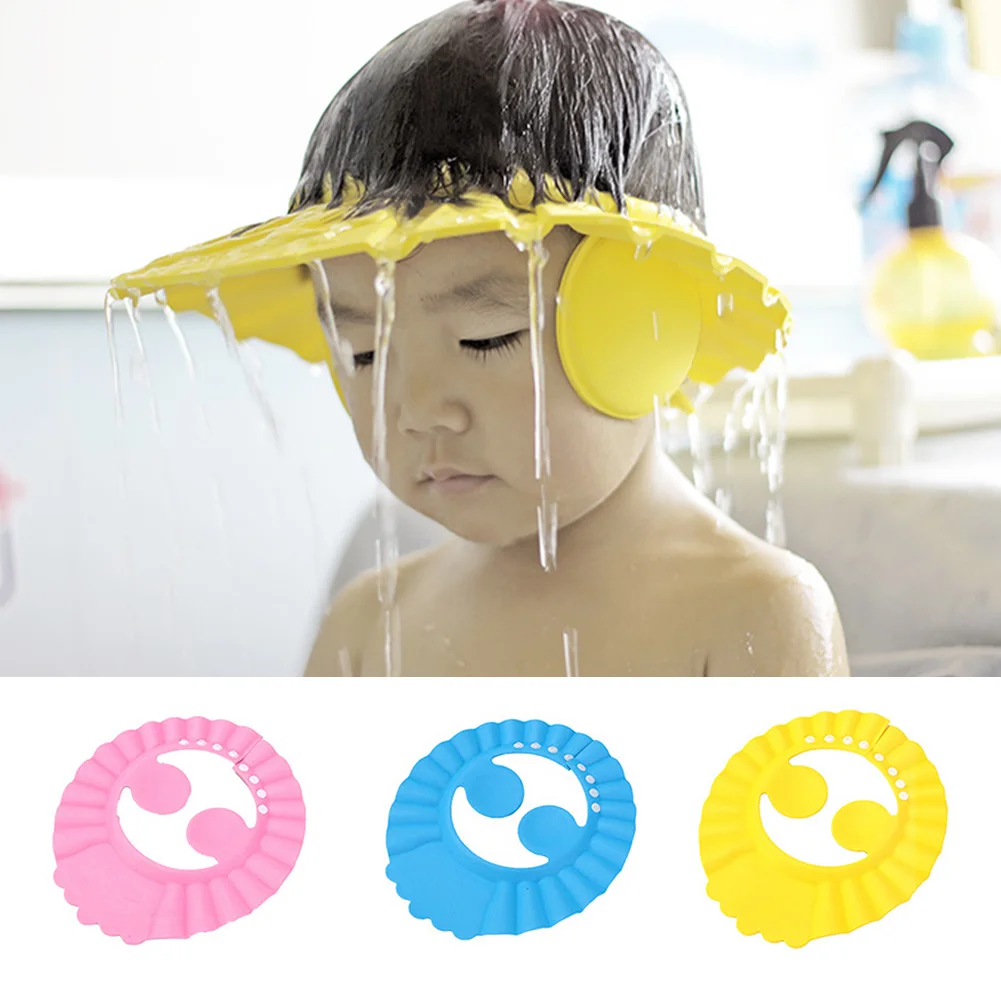 Adjustable Baby Kids Shampoo Bath Bathing Shower Cap Hat Wash Hair Shield Cute Hot Solid Color Accessories | Мать и ребенок