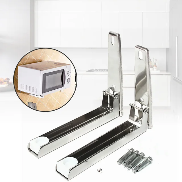 Stainless Steel Microwave Foldable Oven Shelf Rack Support Frame Stainless Steel Microwave Foldable Oven Shelf Rack Support Frame Stretch Adjule Wall Mount Bracket Holder Kitchen