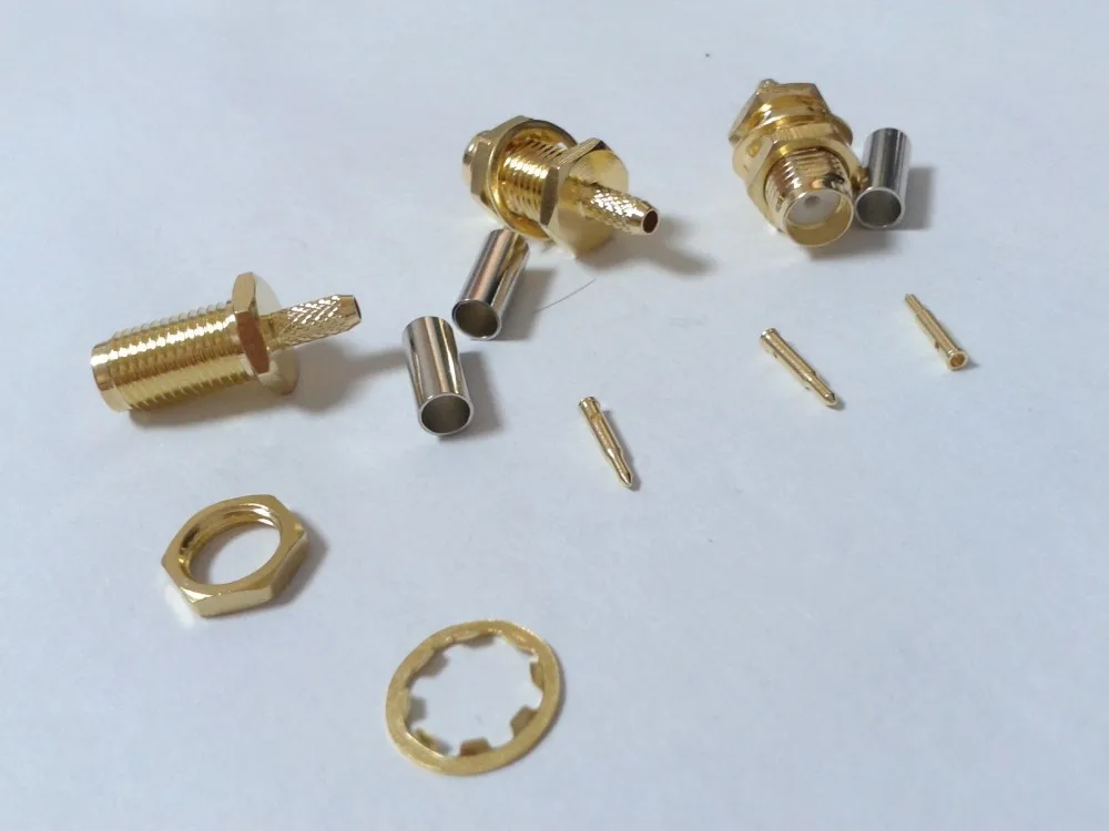imágenes para 400 unids CONJUNTO chapado en Oro ADAPTADOR RP SMA de Crimpar Hembra para RG316 RG174 cable Coaxial imágenes para 400 unids CONJUNTO chapado en Oro ADAPTADOR RP SMA de Crimpar Hembra para RG316 RG174 cable Coaxial