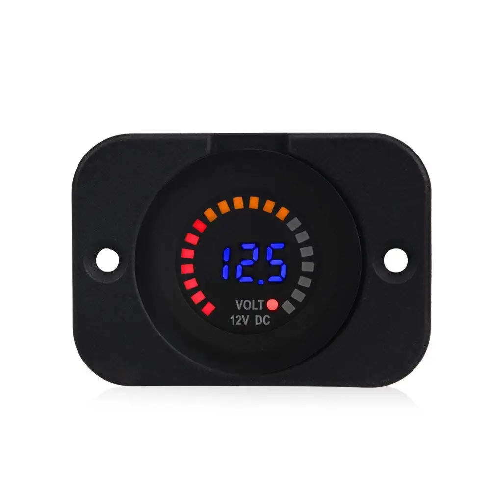

DIY Waterproof 12V/24V Voltmeter Color LED Display With Flat Panel Volt Meter Battery Tester for Marine Car Motorcycle Truck RV