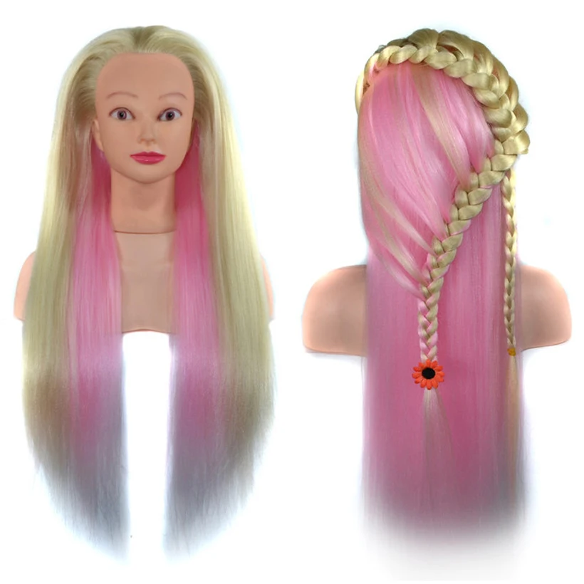 Professional Styling Training Mannequin Head Colorful Rainbow Color Hair Wig Head For Bridal