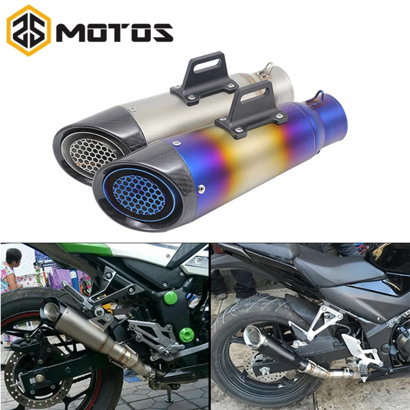 

ZS MOTOS 60mm Universal Acier inoxydable Moto Dirt Bike SC Exhaust Silencieux Pipe Slip on For Yamaha Street Dirt Bike ATV Quad
