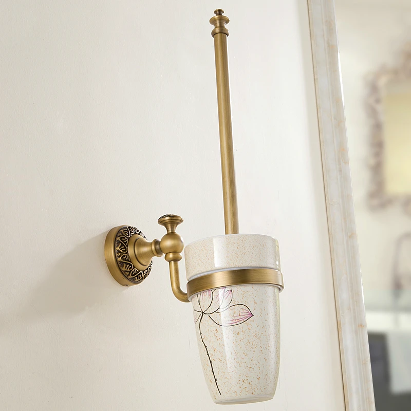 European Bronze Copper Toilet Brush Antique Brushed Toilet Cleaning