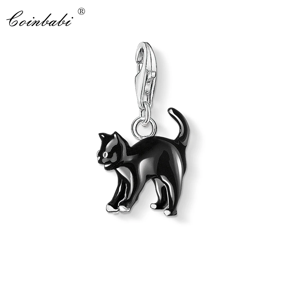 Charm Pendant Black Cat 2018 Fashion Jewelry Trendy Cute Solid 925 Sterling Silver Gift For Women Men Fit Bracelet Necklace | Украшения и
