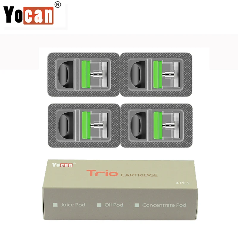 

4pcs/lot Original YOCAN TRIO Pod Cartridge 1.0ml Capacity for CBD for Juice for Concentrate fit YOCAN TRIO 3 in 1 Vape Kit