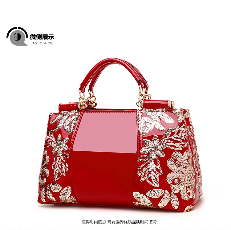 Новая модная Высококачественная женская сумка из лакированной кожи с блестками, роскошная брендовая дизайнерская сумка, женская сумка через плечо