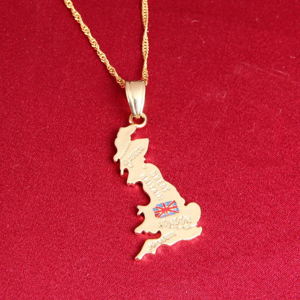 United Kingdom Map Pendant Necklace British Glasgow London UK Great Britain And Northern Ireland Flag Jewelry 5