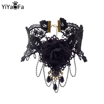 

YiYaoFa Choker Necklace for Women Party Jewelry Gothic Jewelry Vintage Lace Necklace False Collar Statement Necklace GN-27