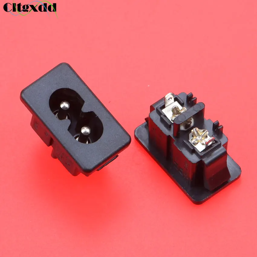 Cltgxdd 1 шт. AC 250 В 2.5A IEC320 C8 Male 2 шпильки розетка на входе встраиваемая черная