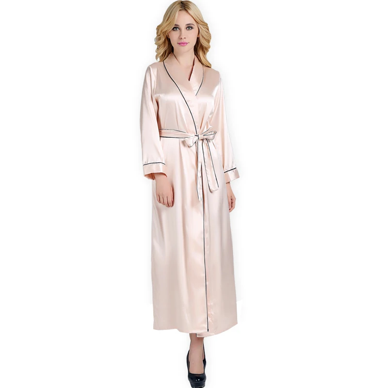 

Spring New Sexy Women Satin Silk Robe Ankle-Length nightwear robes female Long bathrobes robe Luxury Sleeprobes