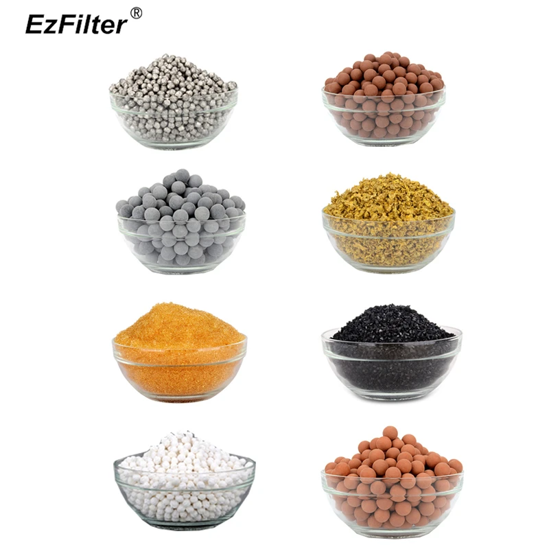 

DIY Water Filter Negative Ion Far Infrared Maifan Stone Calcium Sulfite Alkaline Tourmaline KDF Resin Carbon Filter Material