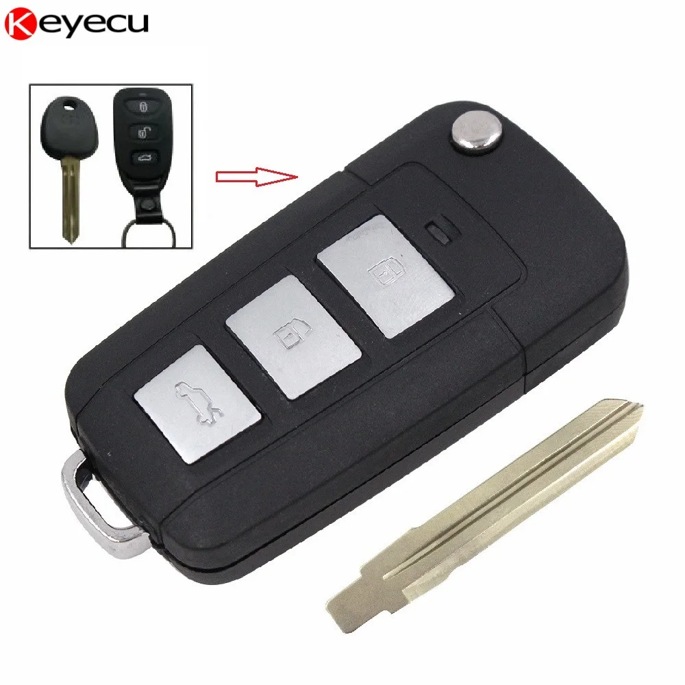 

Keyecu 3+1 Button Modified Foldable Remote Key Shell Case for Hyundai Elantra Sonata Genesis Car Key Case Car Key Cover