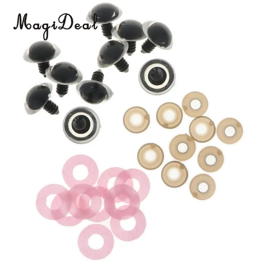 10 шт. 16 мм пластиковые круглые защитные глаза+ блеск нетканых материалов+ шайбы для Мишки Тедди мягкая игрушка DIY - Цвет: Pink