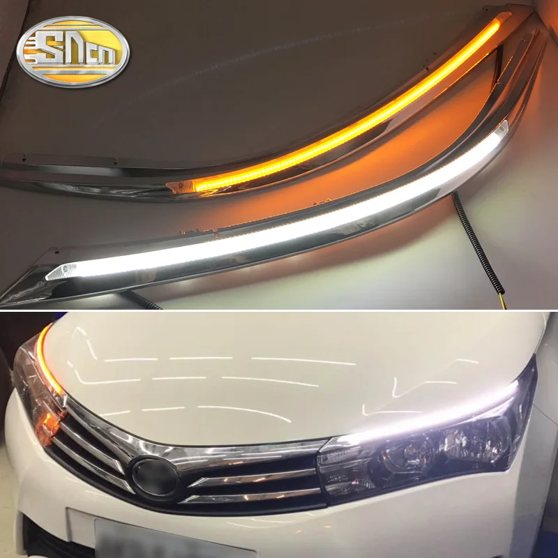  For Toyota corolla 2014~2018 LED DRL Headlight Eyebrow Daytime Running Light fog lamp With Flowing  - 4000001104507