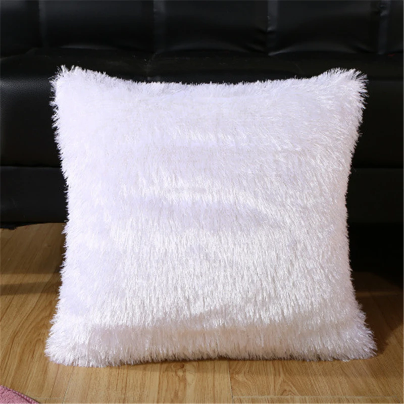 

43*43Cm Luxurious Winter Fur Pillowcase For Home Living Room Decor Solid Color Square Pillow Cover