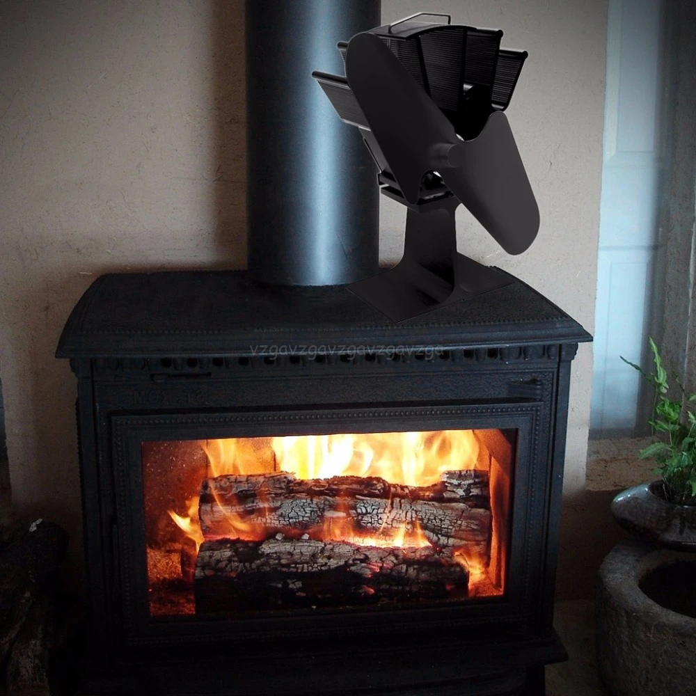 

2 Blades Heat Self-Powered Stove Top Fan Aluminium Silent Eco-Friendly Fuel Saving For Wood Log Burner Fireplace Ecofan J03 19