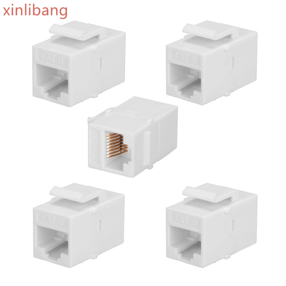 5 PACK CAT6 RJ45 Keystone Jack Female Coupler Insert Snap in Connector