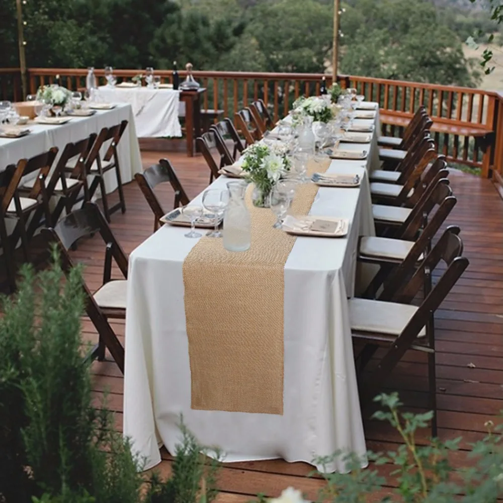 

OurWarm 30x275cm Burlap Table Runners for Wedding Natural Jute Hessian Runner Rustic Wedding Table Decoration Home Textiles