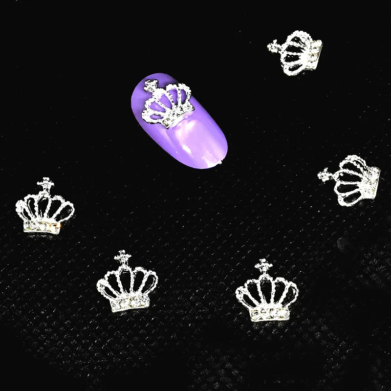 10 шт Серебряная Роскошная корона украшения для дизайна ногтей каваи королева горный хрусталь сияющая бижутерия со стразами 3d Coronas Nailart поставки