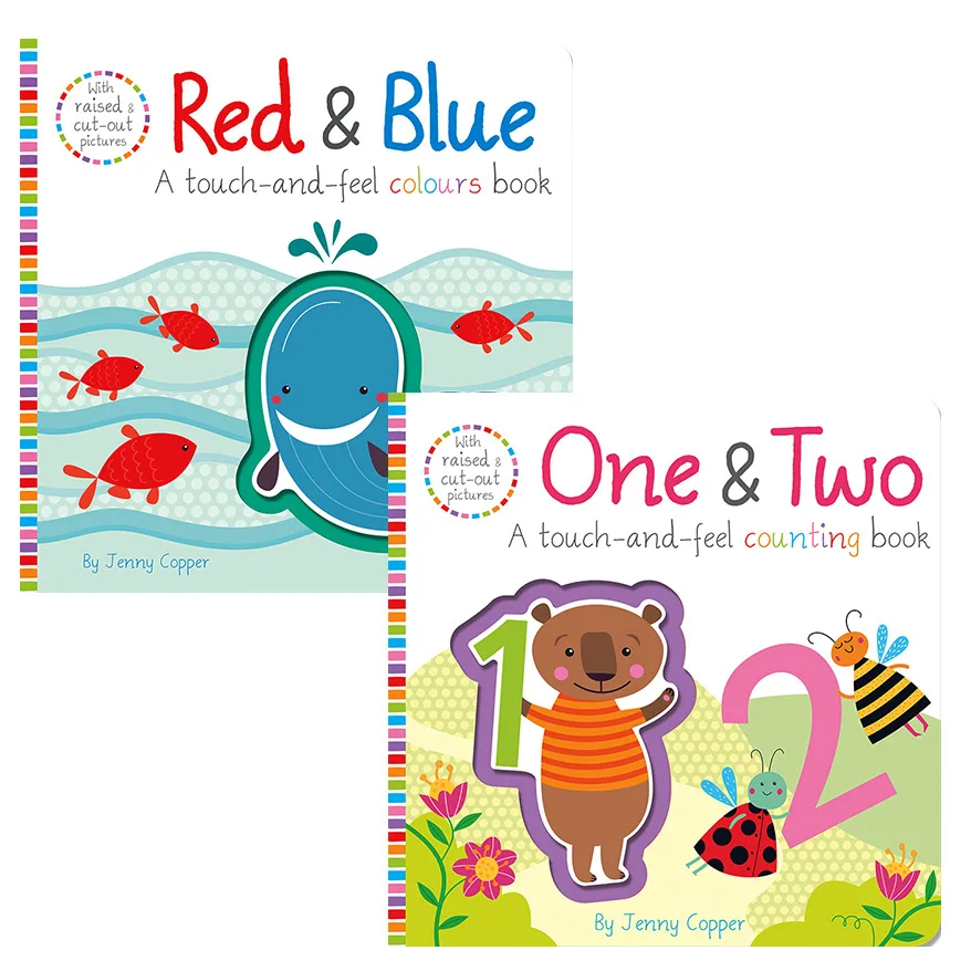 2 libros/Set Touch And Feel conteo y colores libro inglés con imágenes educativos libros de lectura para niños