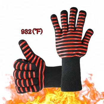 

Aramid Silicon Gloves Heat Resistant Thick Kitchen Oven BBQ Grill Cooking Safety Gloves Industrial Work Extreme Heat Protection