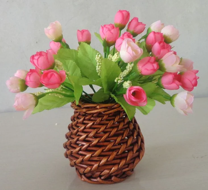 2017 creative cane wicker flower basket furnishing articles floret