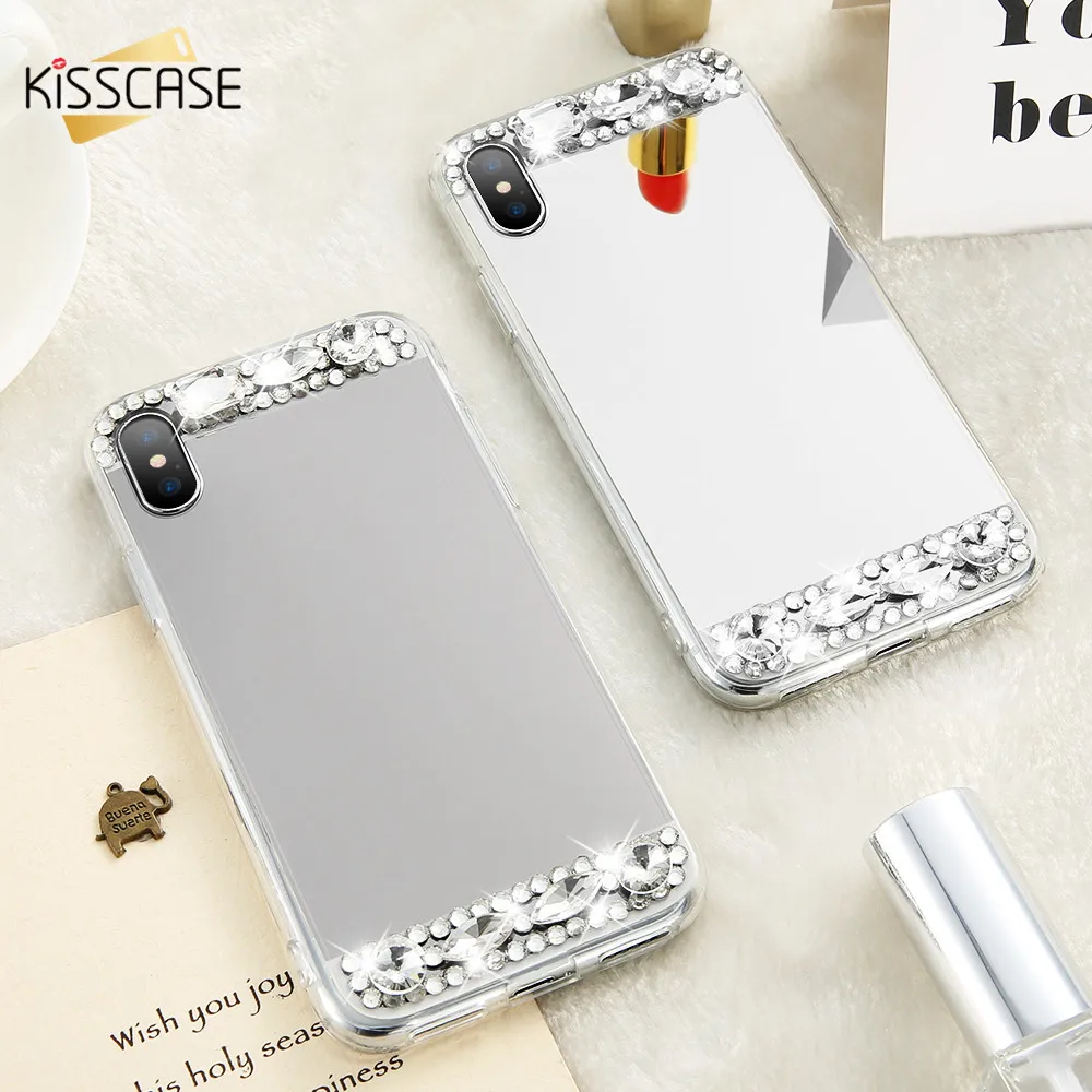KISSCASE прозрачный с украшениями алмазный зеркальный чехол для iPhone 6 S 5s 5 SE Plus