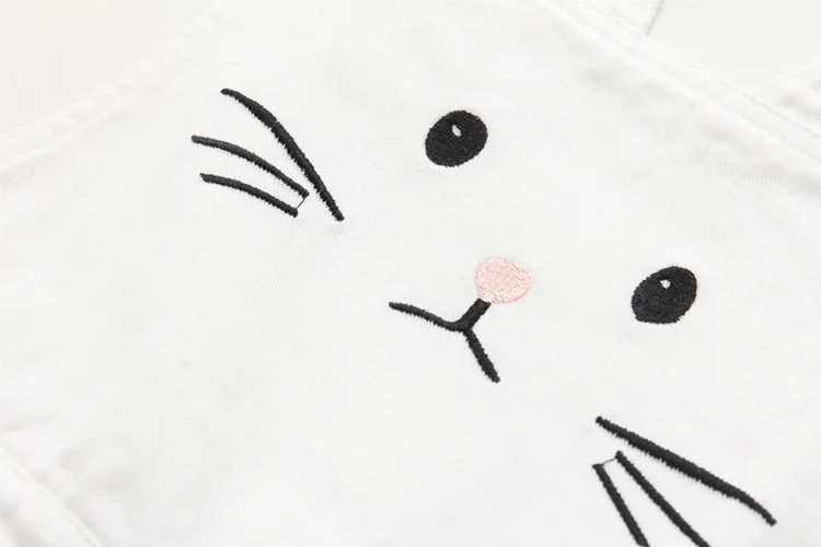 2018 New Summer Women Suspender Dress Harajuku Cute Cat Embroidery Female Overalls Strap Jeans Dresses Sundress Denim Dress