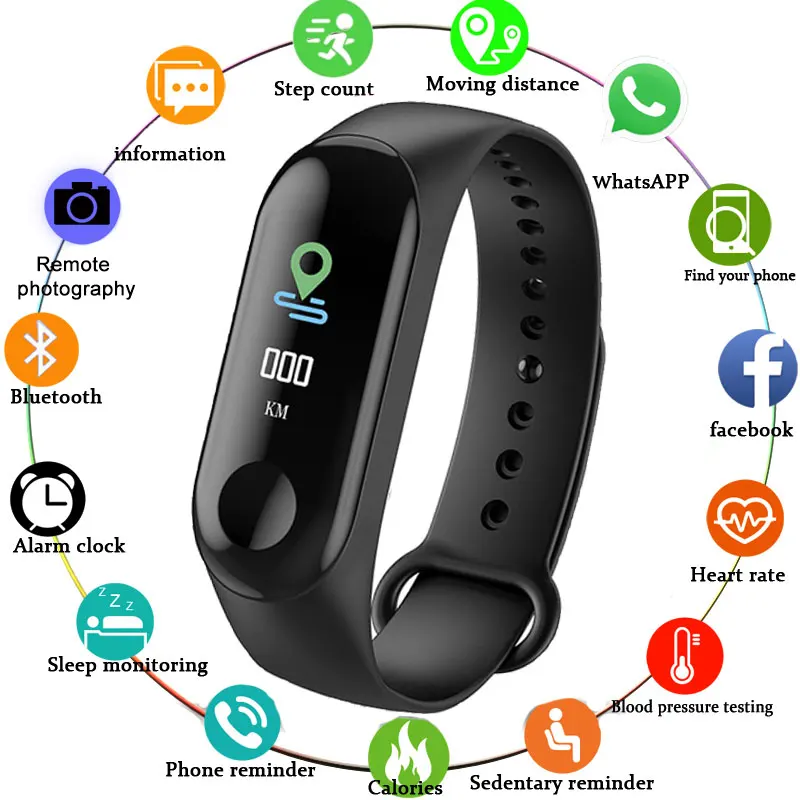 

m3 smart watch Smart Bracelet Watch Pressure Heart Rate Monitor Waterproof Smart Band M3 Wristbands PK Mi Band 3 Smartband
