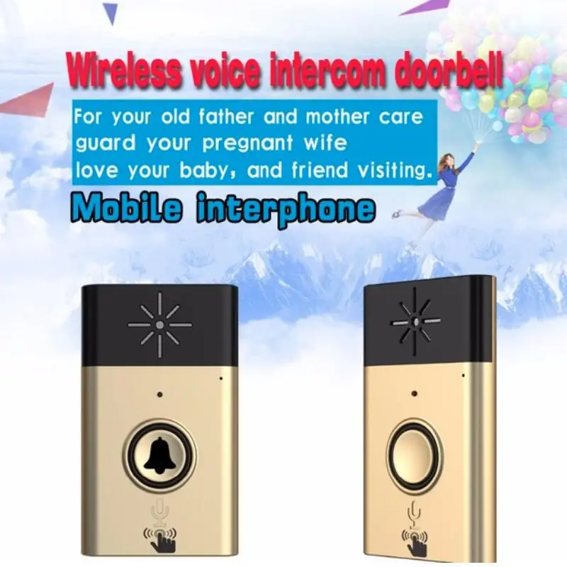 

(1 Kit) Gold Color H6 Wireless Voice Intercom Doorbell 1 to 1 Visitor Calling system for House Audio Door phone in Door Bell