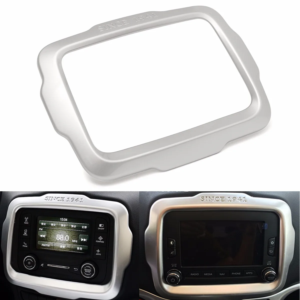 

Interior Dashboard Navigation Frame Cover Trim 1pcs for Jeep Renegade 2015-2016