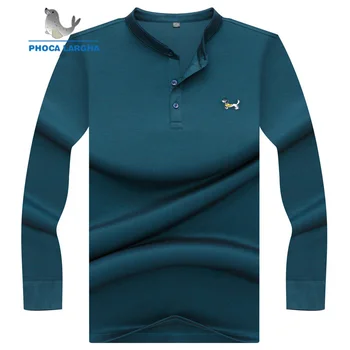 

Polo Shirt Men 2018 New Winter Solid Color Mens Polo Shirts Cotton Smart Casual Standing Collar Long Sleeve Polo Shirt Male
