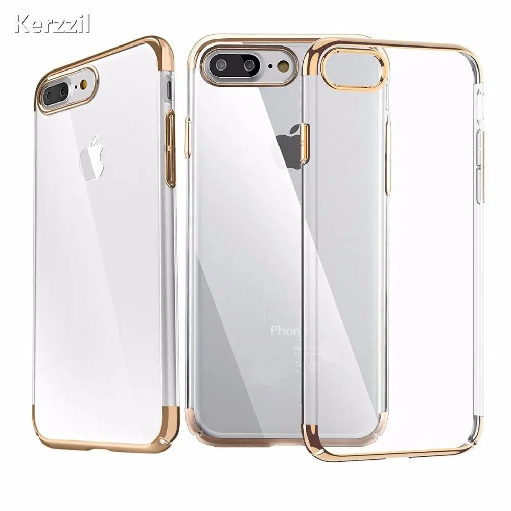 Kerzzil Metal Flash Transparent Crystal Clear TPU Cases For iPhone 7 6 6S Plus Soft Slim Cover Back Capa |