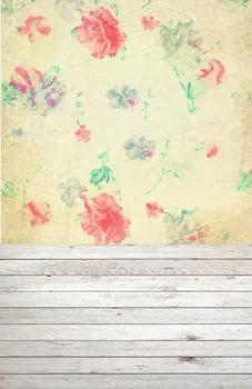 

HUAYI 5x10ft floral wall and wooden floor photography newborn backdrop D-7995
