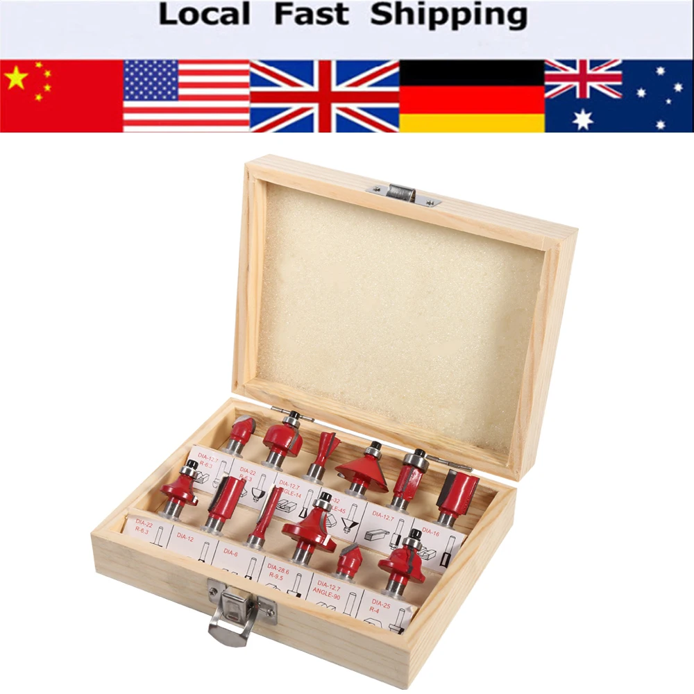 

12pcs Milling Cutter Router Bit Set 8mm Wood Cutter Carbide Shank Mill Woodworking Trimming Engraving Carving Cutting Tools