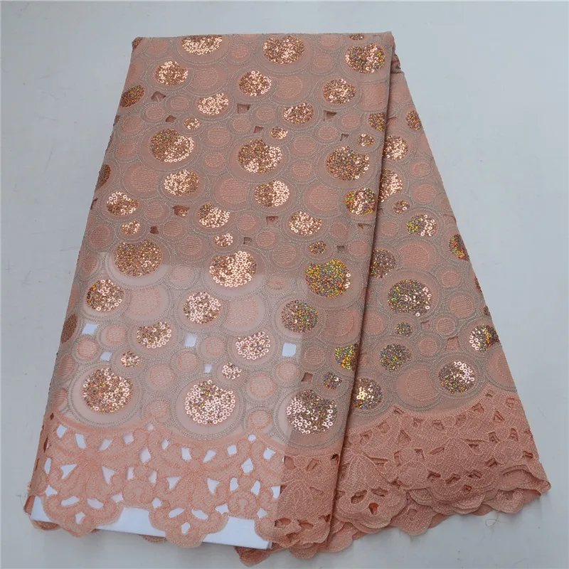 

Newest African Tulle Lace Fabric 2018 Pink Nigerian Organza Lace Fabric With Sequins Embroidered Lace For Wedding PSA115-1
