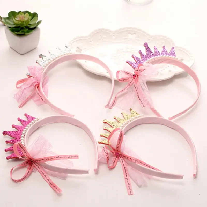 Pearls Bow Ribbon Crown Princess kids Fashion Hair Band Girls Bands Color Random | Детская одежда и обувь