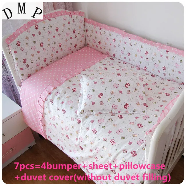 

Promotion! 6/7PCS Customize baby bed around set baby bedding set unpick and wash bedding set, 120*60/120*70cm